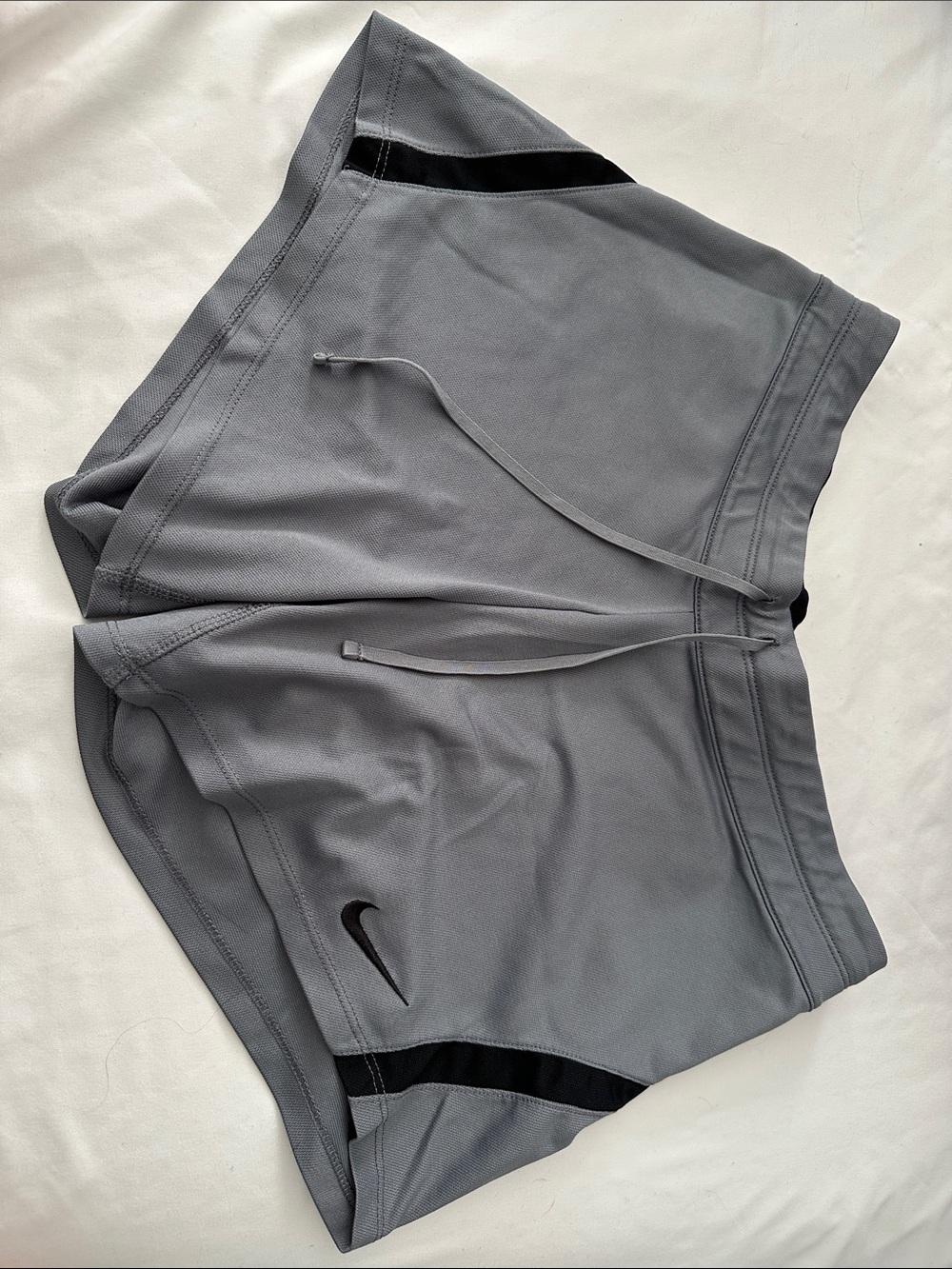 Nike Light Gray Women's Running Shorts with Black Accents